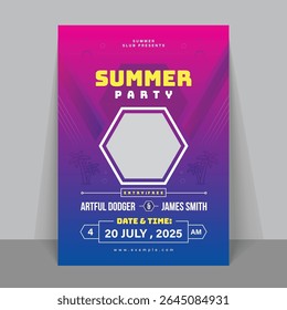 Summer Party Flyer Design, Blackout Night Party Flyer, Template, Banner design with abstract brush strokes and halftone texture.