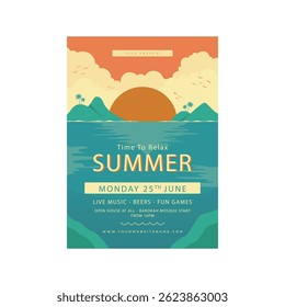 summer party flyer poster template design art