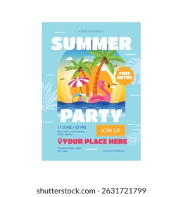 Summer party flyer poster template design