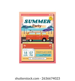 Summer party flyer poster template design