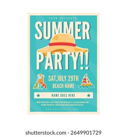 Diseño de Plantilla de póster de folleto de fiesta de verano 