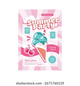 Summer party flyer poster template design