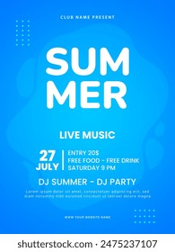 Summer party flyer template. Summer music festival poster design. Illustration vector