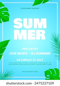 Summer party flyer template. Summer music festival poster design. Illustration vector