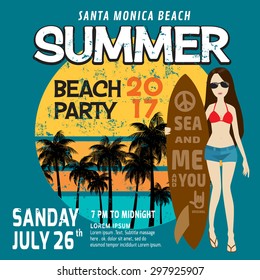 Summer party flyer template. poster, brochure.vector illustration,