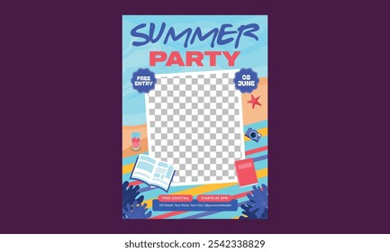 Flyer de Festa de Verão. Ilustração de vetor