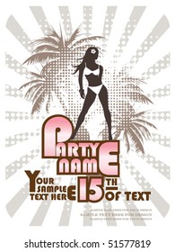 Summer party flyer. Vector illustration for your design.