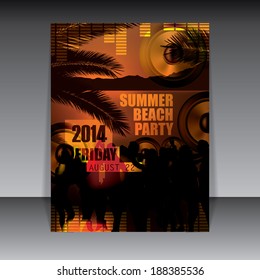 Summer party flyer warm sunset background 