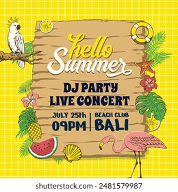 Summer Party Frame Design Concept Template