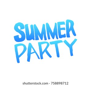 Summer party hand drawn lettering vector illustration
