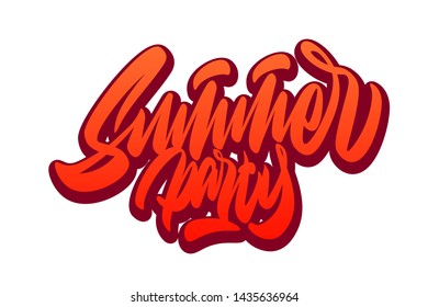 Summer party. Handwritten vector lettering design. Vector calligraphy illustration isolated. Typography for banners, badges, postcard, t-shirt, prints, posters.