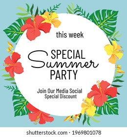 summer party hibiscus theme vector illustration