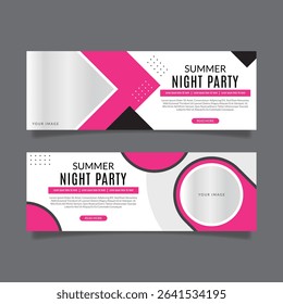 Summer party horizontal banners. - Vector.