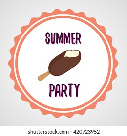 Summer party with ice cream vector icon, sign, symbol