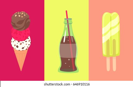 Summer party. Ice-cream and cola.