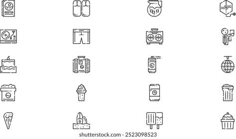Summer party icons High-Quality Vector Icons Collection with Editable Stroke. Ideal for Professional and Creative Projects.