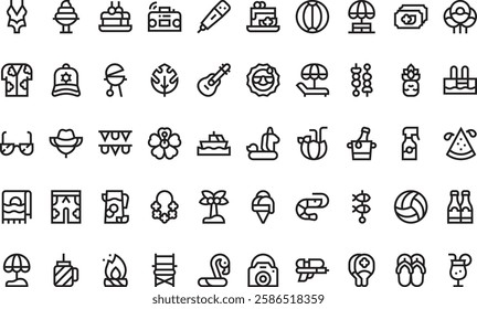 Summer party icons High-Quality Vector Icons Collection with Editable Stroke. Ideal for Professional and Creative Projects.