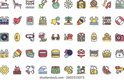 Summer party icons High-Quality Vector Icons Collection with Editable Stroke. Ideal for Professional and Creative Projects.