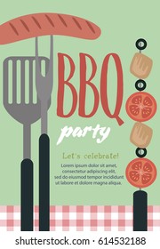 Cute Barbecue Party Invitation Design Template Stock Vector (Royalty ...