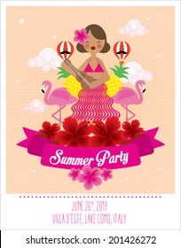 summer party invitation card template vector/illustration