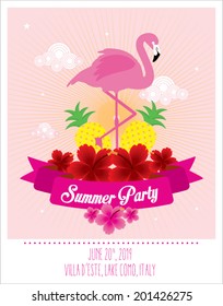 summer party invitation card template vector/illustration