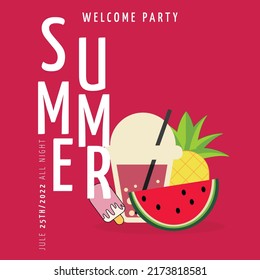 Summer Party Invitation Vector illustration