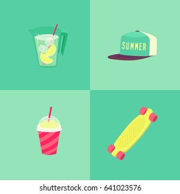 Summer party isolated objects. Vector illustration