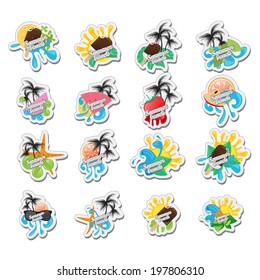 Summer Party Labels And Elements Set - Isolated On Gray Background - Vector Illustration, Graphic Design Editable For Your Design