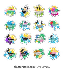 Summer Party Labels And Elements Set - Isolated On Gray Background - Vector Illustration, Graphic Design Editable For Your Design