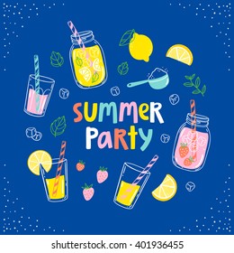 Summer party lemonade colorful card