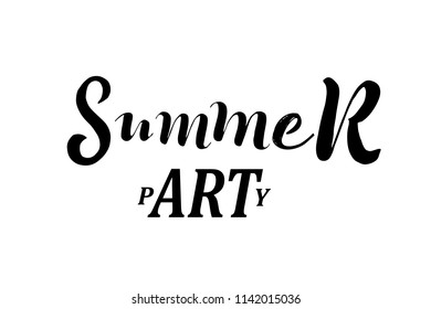 Summer Party lettering typography for party, invitation, advertising, beauty salon, travel agency. Vector illustration . 