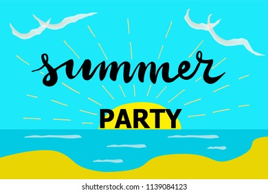 Summer Party Lettering Typography Party Poster Stock Vector (Royalty ...