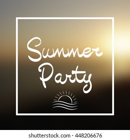 Summer Party Lettering Vector Background
