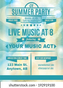 Summer party live music flyer template