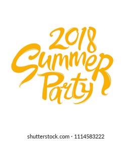 Summer Party Logo. 2018. Template for the seasonal party. Handwritten font vector poster.