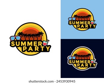 summer party logo vector illustration, summer party design logo