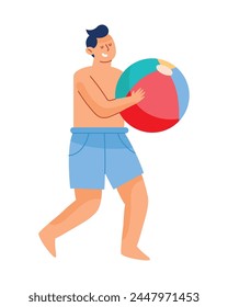 summer party man with beach ball illustration