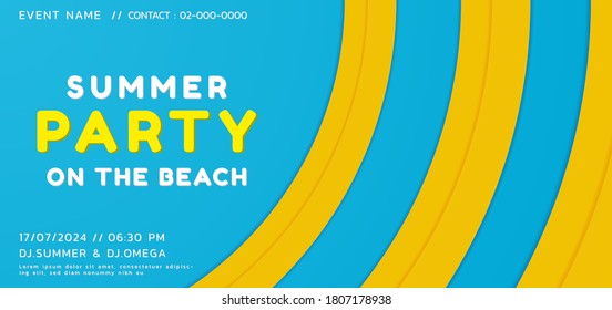 Summer party music concept circle wave overlap shape desgin colorful bright. vector illustration. 