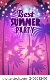 Summer Party Night Beach Poster Template Design, Palms Party , Flyer