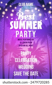 Summer Party Night Beach Template Design Palms Party Poster, Flyer