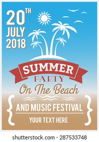 Summer party on the beach design for poster, flyer, billboard, advertising, banner, card, printing media