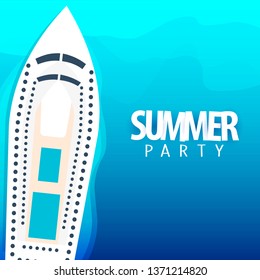 Summer party on cruise liner poster template. Sea travel. Vector illustration