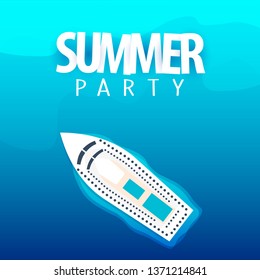 Summer party on cruise liner poster template. Sea travel. Vector illustration