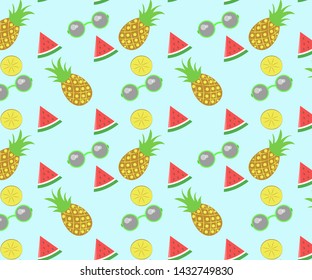 summer party pattern in sunglasses with papaya