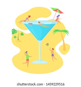 summer party people on the beach. simple flat style trend modern graphic art element isolated on white background. concept of friendship joy vacation near the sea or ocean and scene of hot youth rest