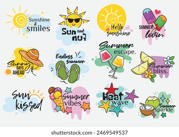 Summer party poster, Summer background summer elements vector illustration