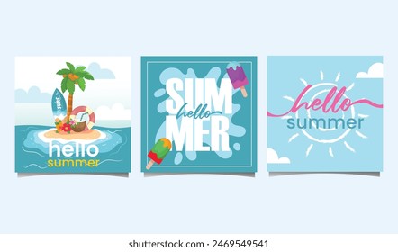 Summer party poster, Summer background summer elements vector illustration