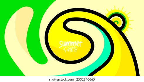 summer party poster. background, hd layout, banner, greeting card template design. vector style