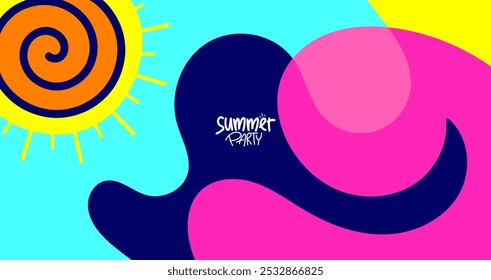 poster de festa de verão. fundo, layout de hd, design de banner, modelo de cartão de saudação. ilustração estilo vetor