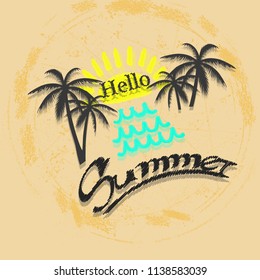 Summer party poster, beige background. Modern summer backdrop for web site, wallpaper, placard and ad. Useful for cover, banner and print materials. Creative art concept,vector illustration